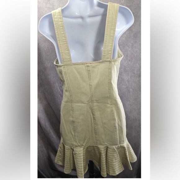 VENUS Cream Sheath Midi Dress Pleated Ruffled V-Neck - Picture 4 of 8